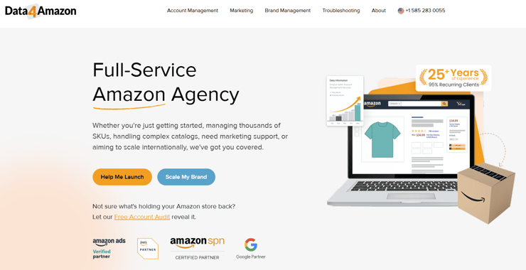 an image showing the Data4Amazon Homepage