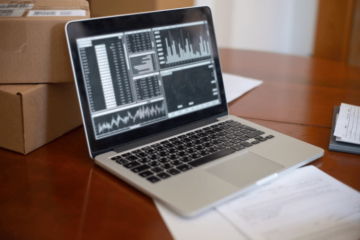 Laptop with data metrics