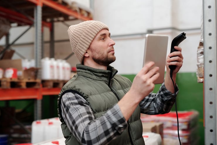 Man checking stock inventory