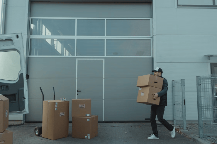 Man hauling boxes