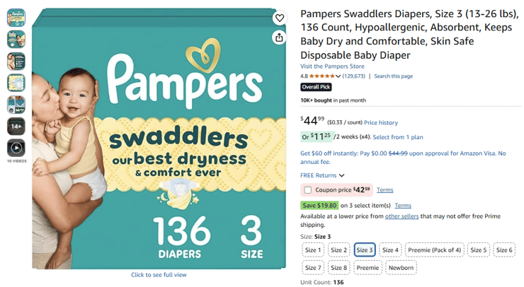 Pampers Product Title