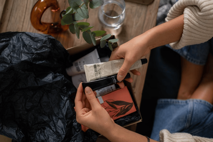 Person holding products