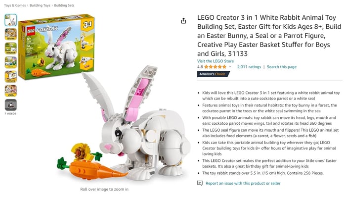 Optimizing toy listings on Amazon