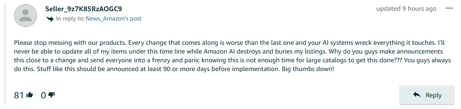 Seller Central Complaint 2