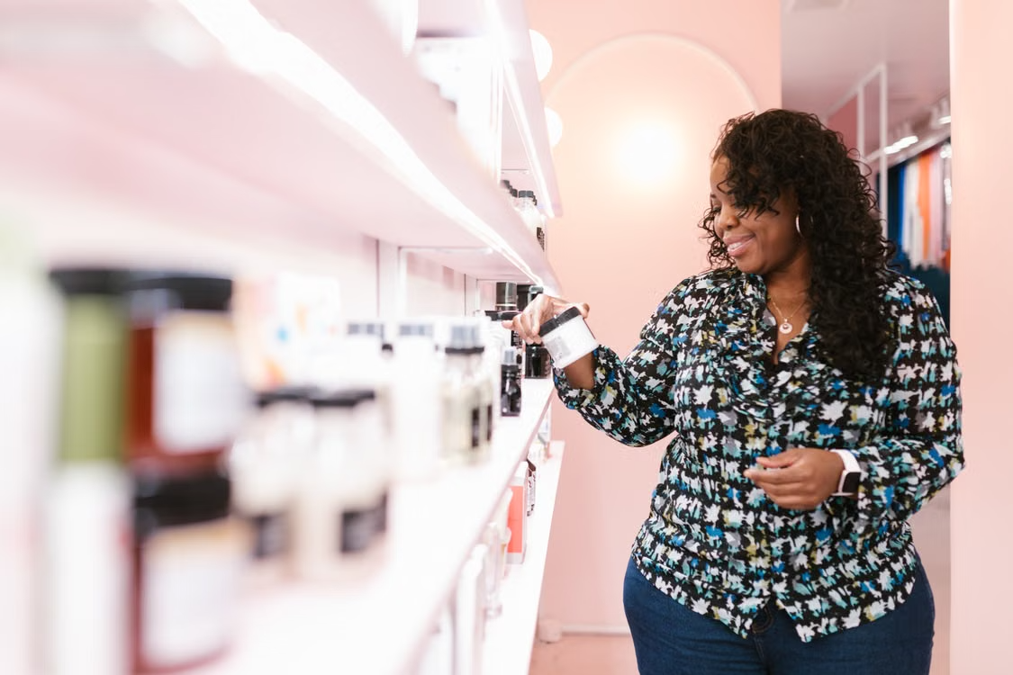 Woman choosing products