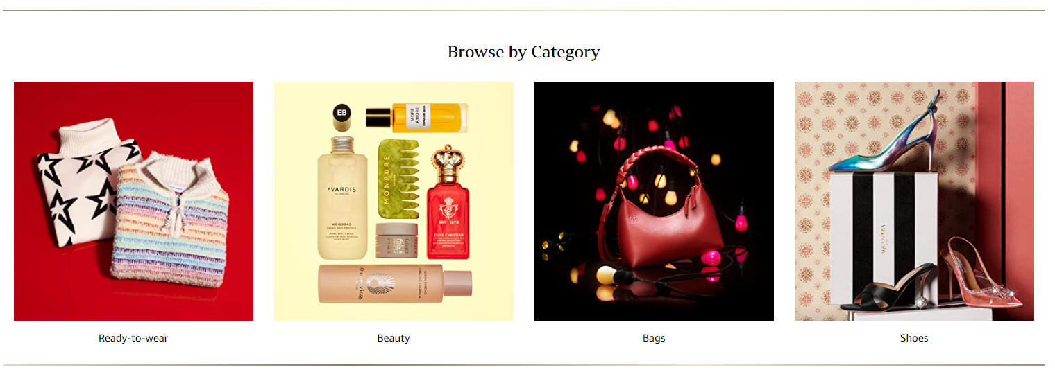 Amazon Luxury store categories